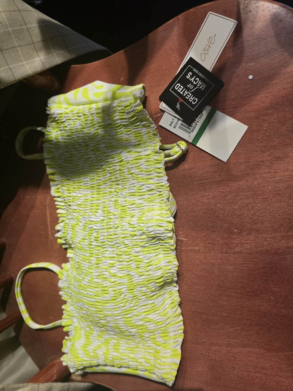 Cove Neon Yellow Smocked Swim Bathing Suit